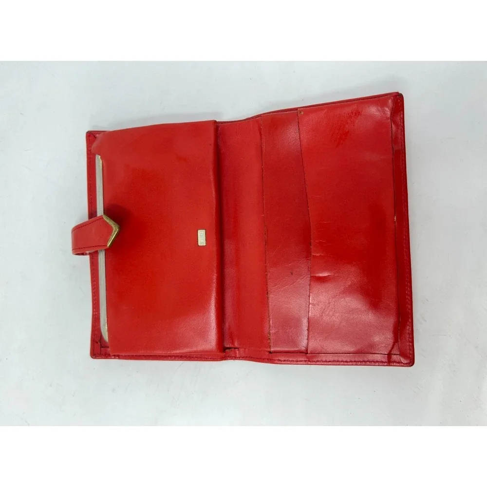 Vintage Rolfs Red Leather Wallet Coin Purse With Kiss Lock
